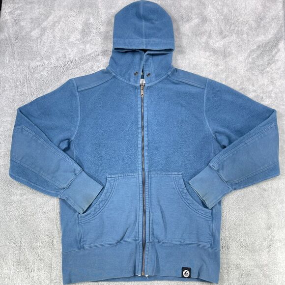 American Giant Hoodie Men Large Blue Fleece Back Logo Kangaroo Pocket Full Zip - Picture 1 of 12